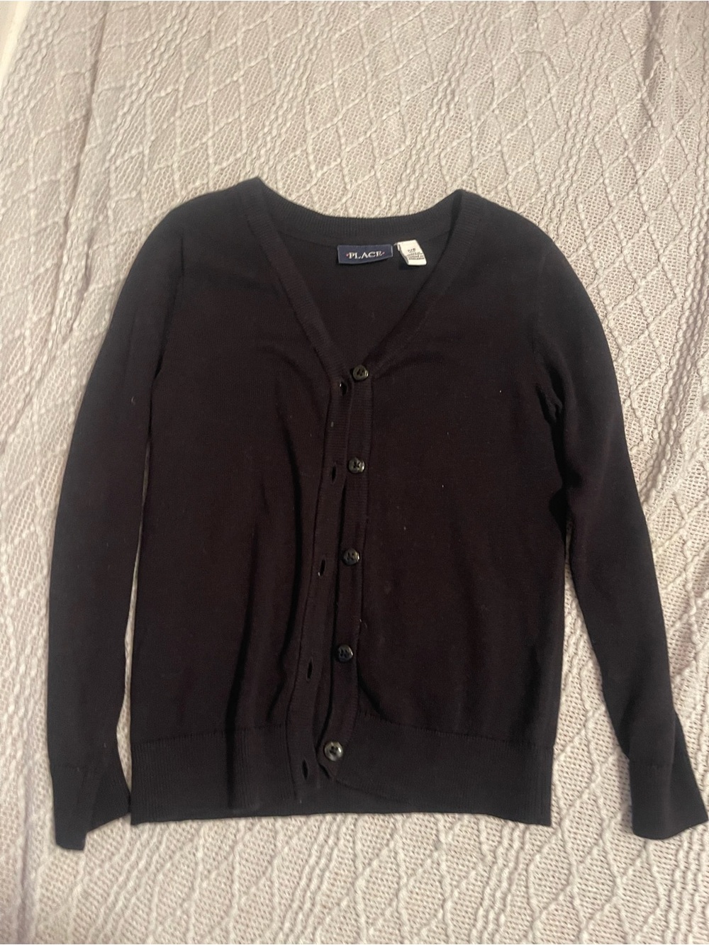 The Children's Place Black Button-Up V-Neck Cardigan